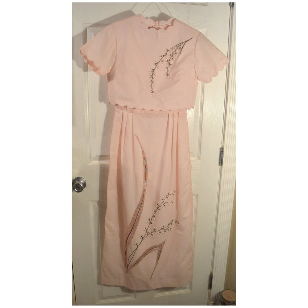 Custom Made Embroidered Pearl Accent 2 pc Dress & Top Outfit Size PXS No Tags/ID